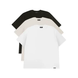 3 Pack Box Fit T-Shirts Black Off-White White