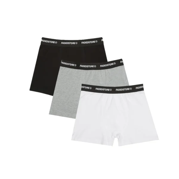 3 Pack Boxers Black Grey White