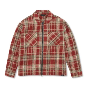 Checked Zipped Shirt Red