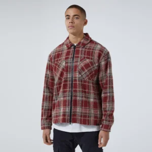 Checked Zipped Shirt Red