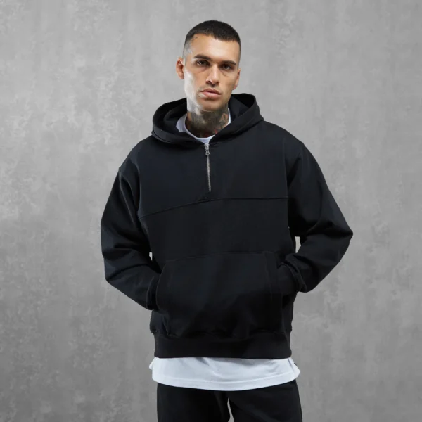 Heavyweight 1by2 Zip Hoodie Black