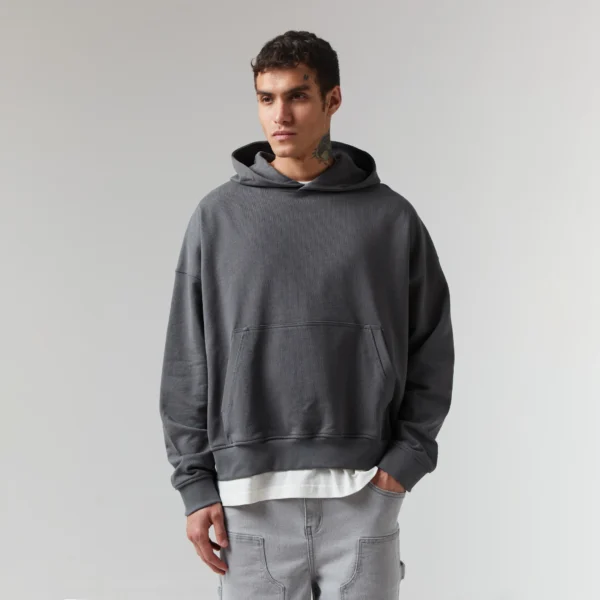 Heavyweight Box Fit Hoodie Dark Grey